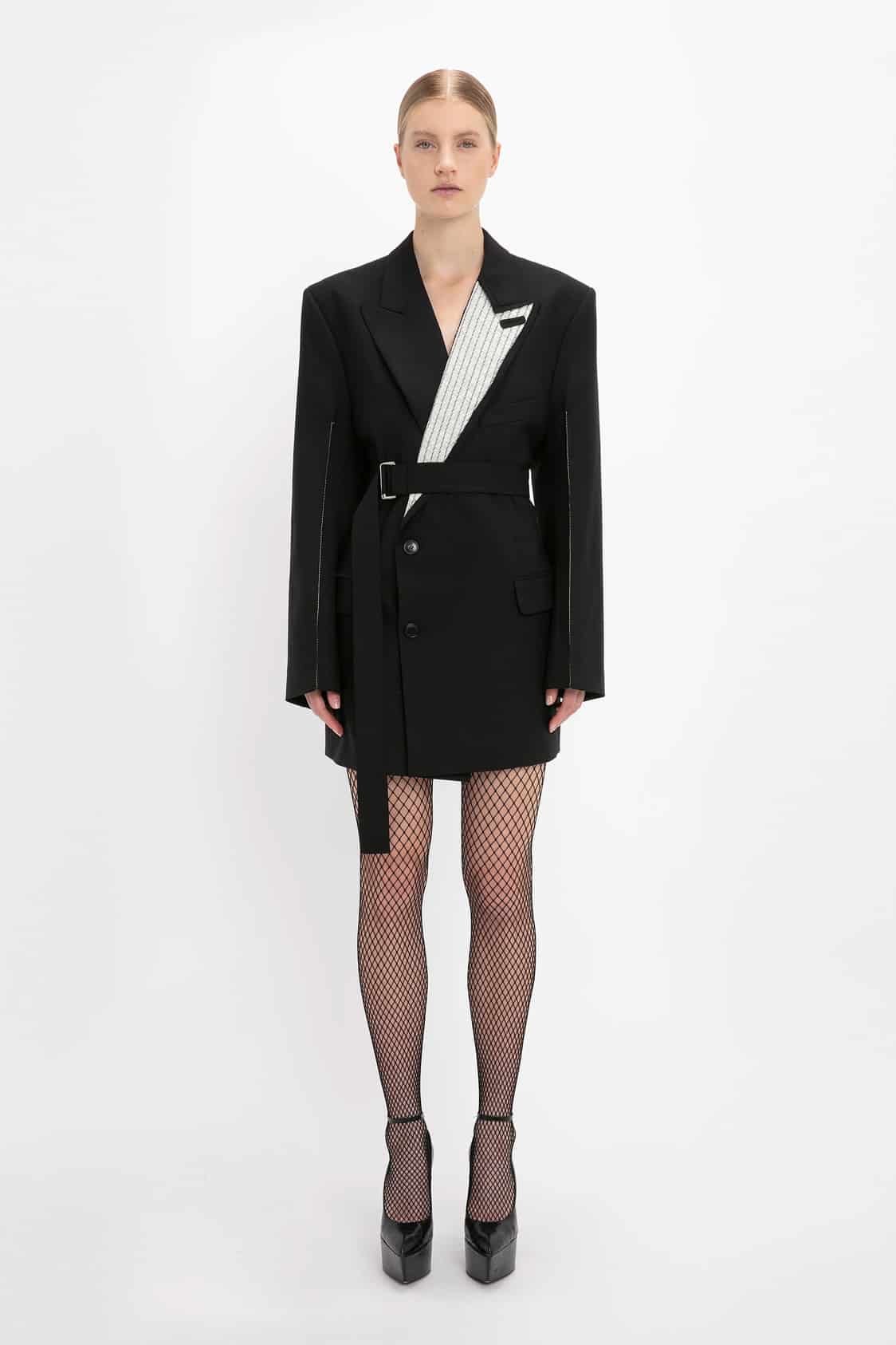Double Breasted Tailored Dress In Black