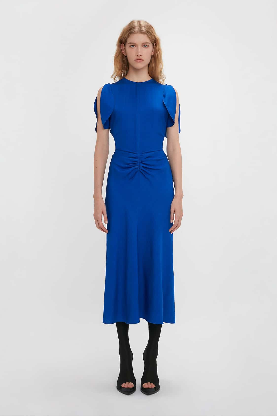 Frame Detail Cut-Out Cami Dress In Blue